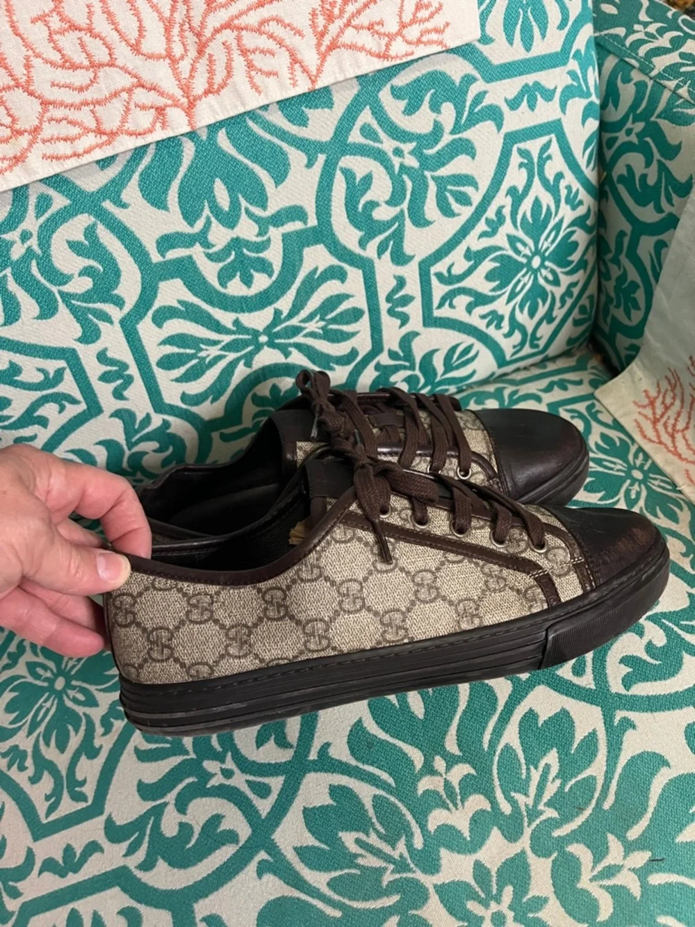 Gucci Brown and Beige GG Canvas Low-Top Sneakers GUC US Sz 8-8.5” Women’s - Picture 3 of 6